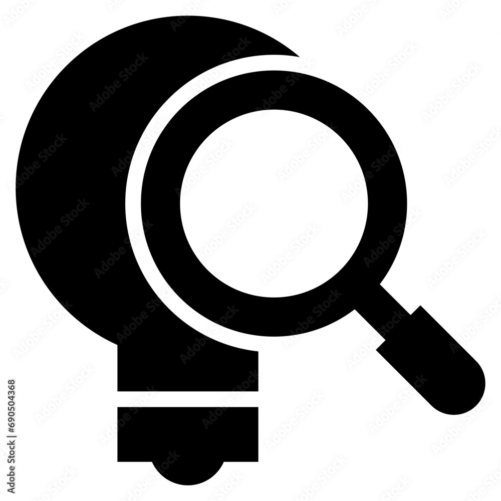 light bulb idea creative search finding magnifying solid glyph light bulb idea creative search finding magnifying solid glyph