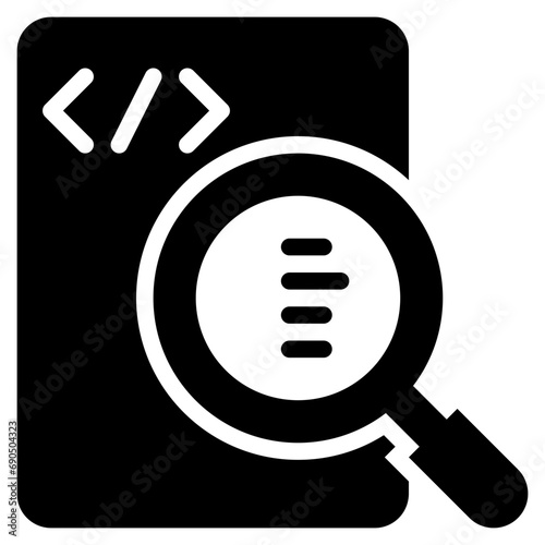 coding data programer programing search finding magnifying solid glyph