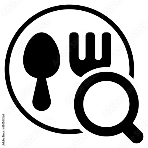 food restaurant map search finding magnifying solid glyph
