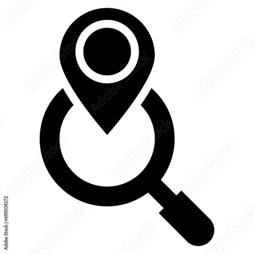 location pin map finding search magnifying glass solid glyph