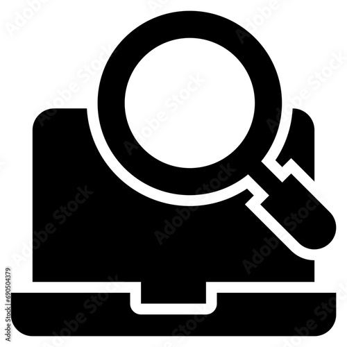 search finding laptop magnifying glass solid glyph