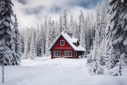 Cozy Winter Cabin Nestled in Snowy Landscape © MyPixelArtStudios