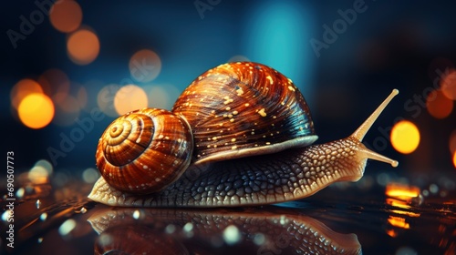 Snail On Road Rain Selective Focuse, Flat Design Style, Pop Art , Wallpaper Pictures, Background Hd