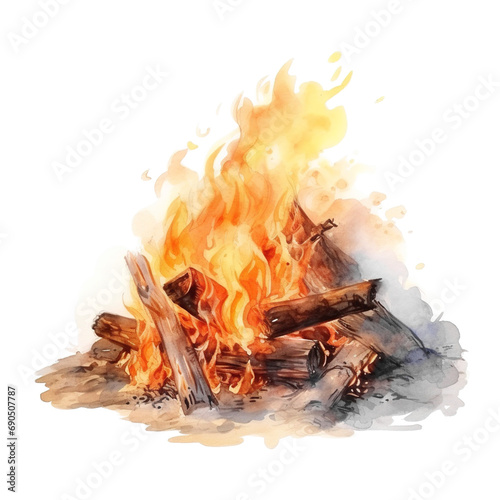 Fire in the fireplace isolated on transparent background © Tran