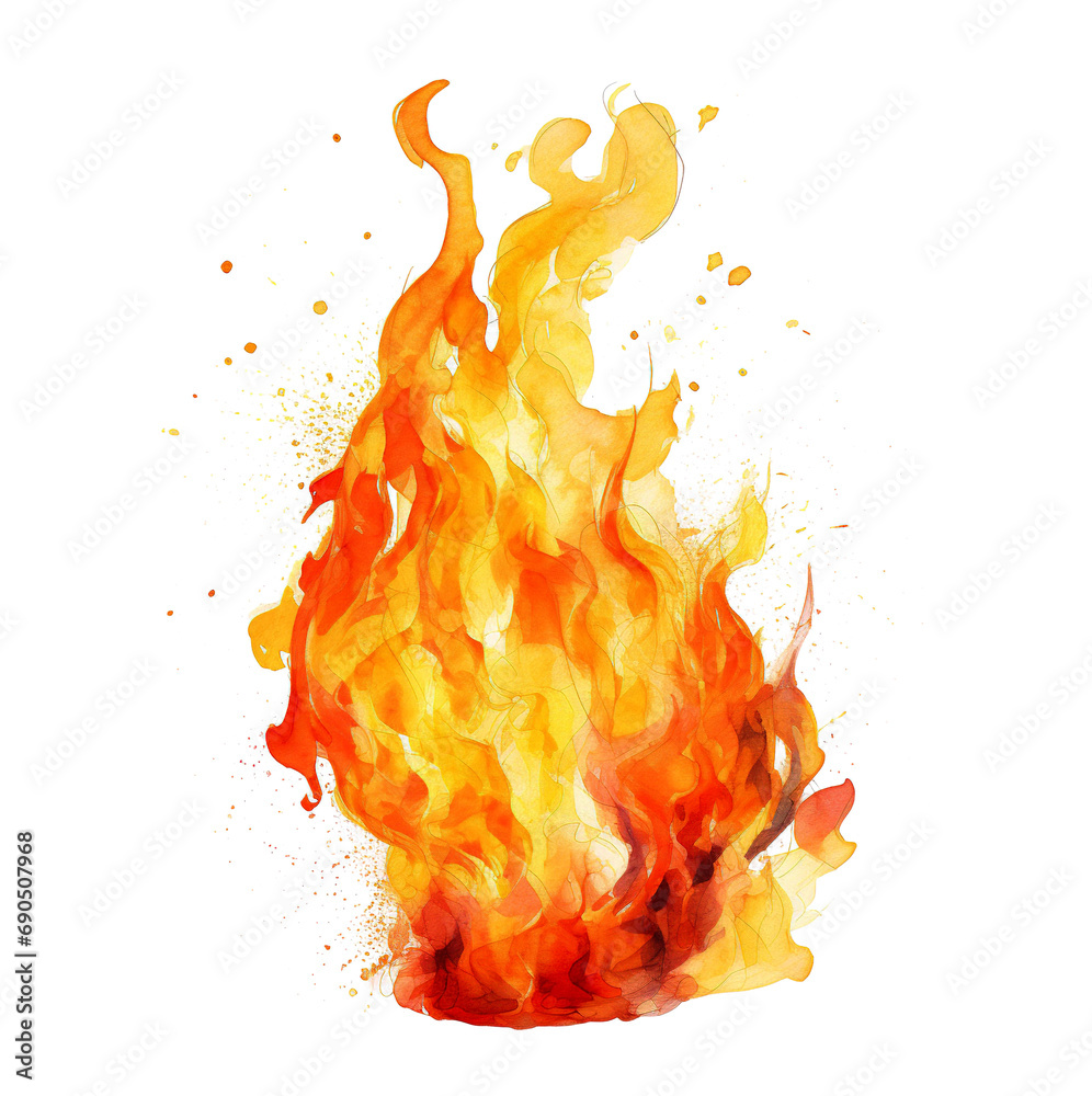 Fire flames isolated on transparent background
