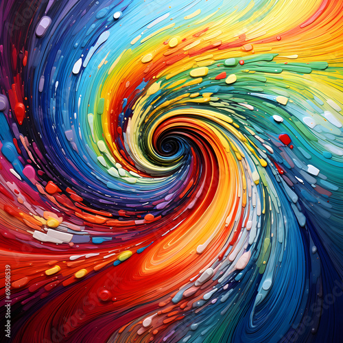 abstract twisting rainbow paint spiral art background