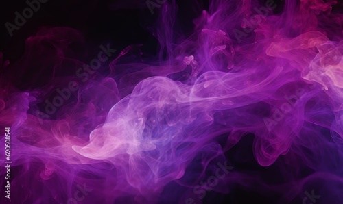 Color mist. Glitter smoke. Paint water splash. Magic potion. Purple pink glowing sparkling particles fog floating on dark black abstract art background, Generative AI 