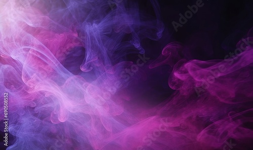 Color mist. Glitter smoke. Paint water splash. Magic potion. Purple pink glowing sparkling particles fog floating on dark black abstract art background, Generative AI 