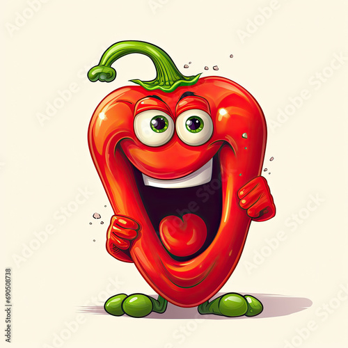 3D Illustration of capsicum character that is drawn in cartoon style, AI Generated
