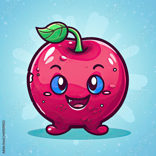 3D Illustration of cherry character that is drawn in cartoon style, AI Generated