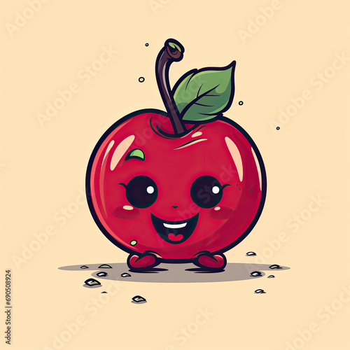 3D Illustration of cherry character that is drawn in cartoon style, AI Generated