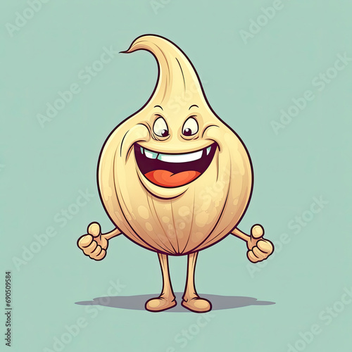 3D Illustration of garlic character that is drawn in cartoon style, AI Generated