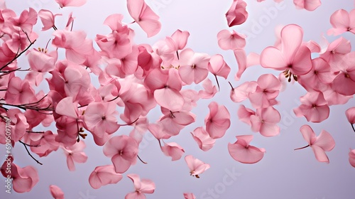 Dance of floating pink petals in the air, cut out © Ziyan