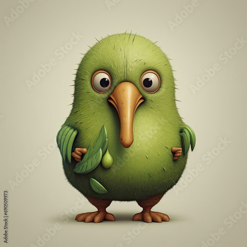 3D Illustration of kiwi fruit character that is drawn in cartoon style, AI Generated