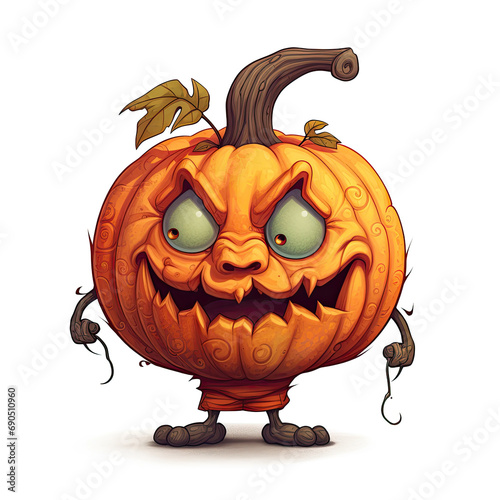 3D Illustration of pumpkin character that is drawn in cartoon style, AI Generated