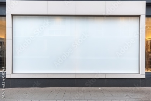 white empty signage on shop front. Wall Poster Mockup. mock up for design. Clear shop template. Empty white billboard © Оксана Олейник