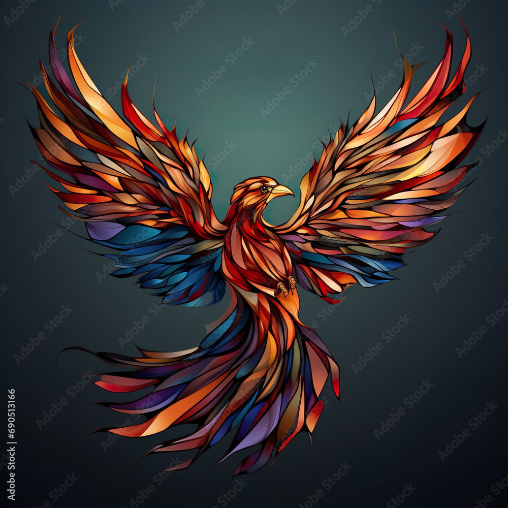 Obraz premium phoenix soaring against a grey backdrop