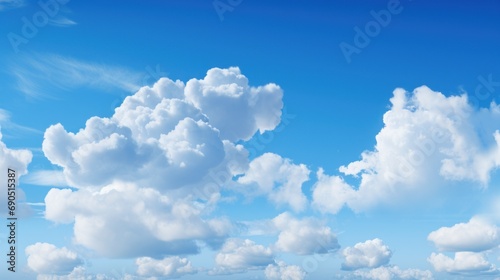  a blue sky with white clouds and a plane flying in the middle of the sky with a few clouds in the middle of the sky.