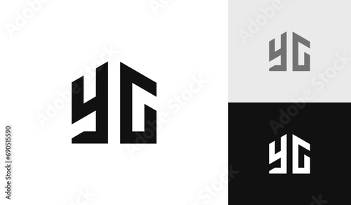 Letter YG initial with house shape logo design