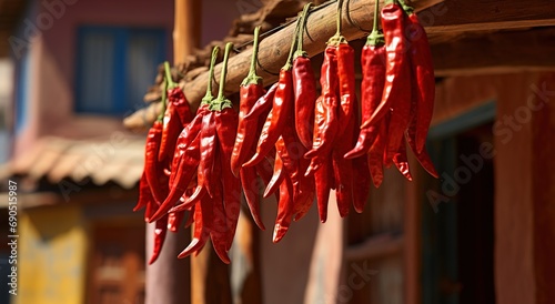 Hanging red chili for dry out-of-home and Traditional Home photo