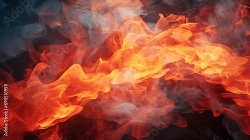  a close up of a bunch of red and orange fire on a black background with smoke coming out of it.