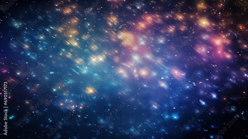  a space filled with lots of stars next to a black sky filled with lots of bright blue and yellow stars.