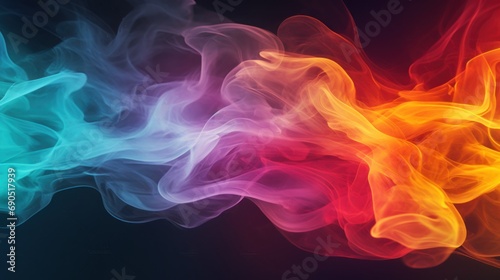  colorful smoke on a black background with a red, yellow, and blue smoke trailing up the side of the image.