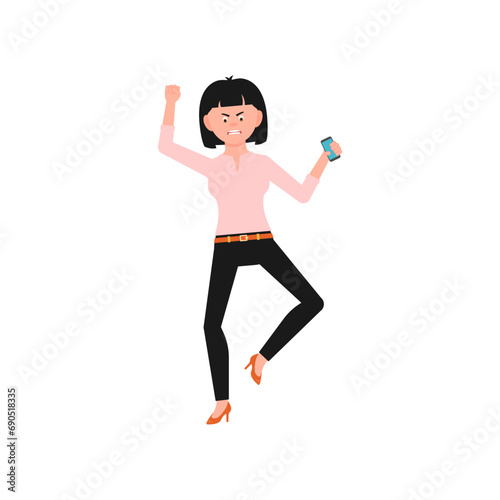 vector woman with pose and pink clothes young