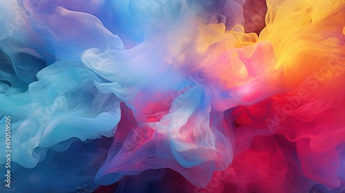  a multicolored cloud of smoke in the shape of a rainbow is seen in this close - up image.