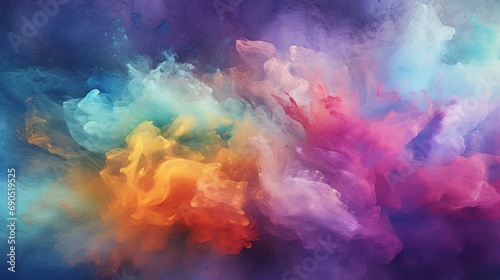  a multicolored cloud of smoke is seen in this artistically - colored, multi - colored, liquid - filled image. © Jevjenijs