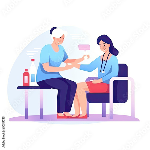 Nurse making injection to woman concept Flat vector illustration daily activities working AI Generated