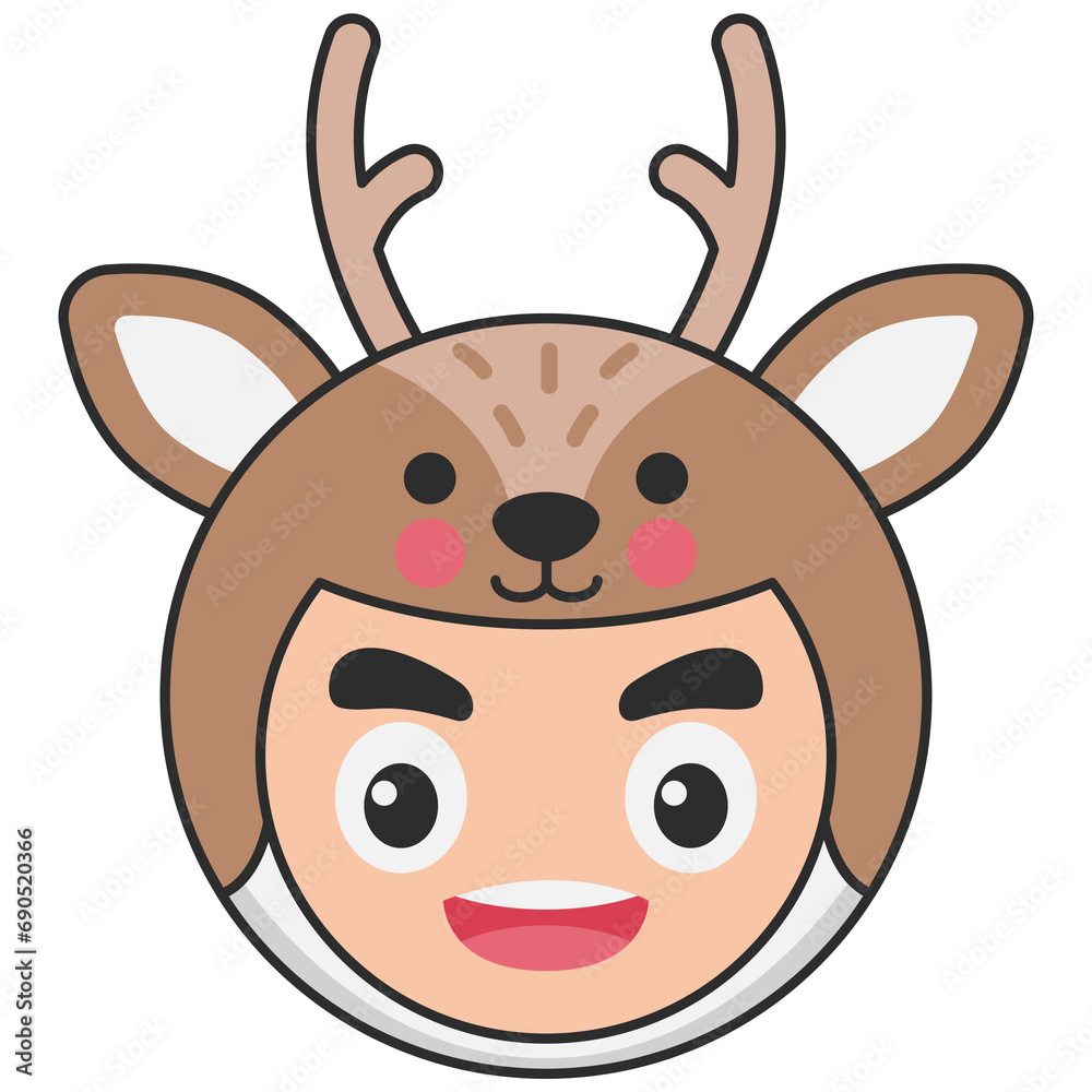 Cute Deer Animal Head Avatar Illustration
