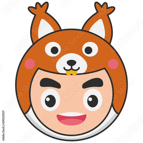 Cute Red Squirrel Animal Head Avatar Illustration