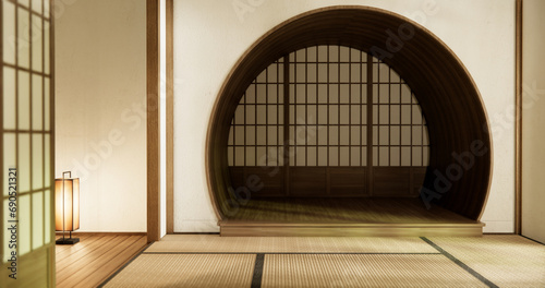 cleaning Interior  Empty room and tatami mat floor room modern style.