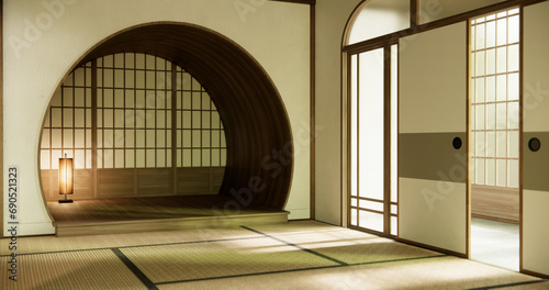 cleaning Interior, Empty room and tatami mat floor room modern style.