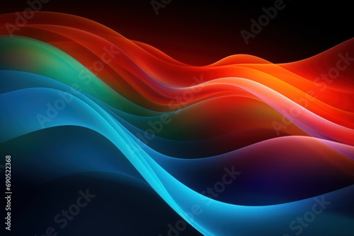  a multicolored wave on a black background with a red, orange, blue, and green color scheme.