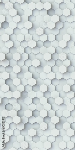 Volumetric hexagons at different levels. Background and backdrop for smartphone