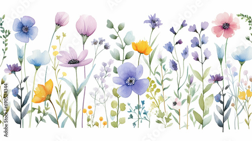 Watercolor floral pattern spring floral watercolor with colorful flowers