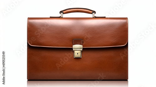 Closed classic briefcase isolated on white background
