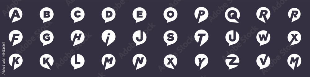 Set of Text Logo design Typography Chat, Symbol Message Talk Communication Logo Design Inspiration Set of Text Logo design Typography Chat, Symbol Message Talk Communication Logo Design Inspiration