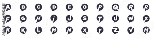 Set of Text Logo design Typography Chat, Symbol Message Talk Communication Logo Design Inspiration
