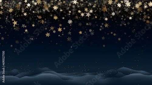 Navy christmas background with snowflakes and gold sequins © Ziyan