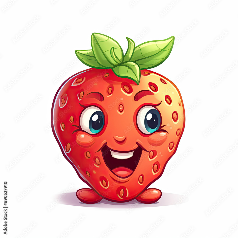 Obraz premium 3D Illustration of strawberry character that is drawn in cartoon style, AI Generated