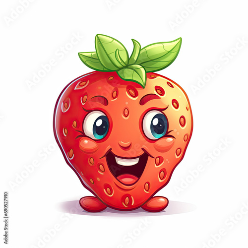 3D Illustration of strawberry character that is drawn in cartoon style, AI Generated