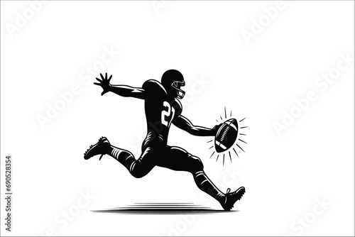 Championship Performer: High-Res American Football Player Graphic Dynamic American Football Star Premier Quality Football Player Vector