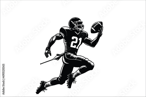 Championship Performer: High-Res American Football Player Graphic Dynamic American Football Star Premier Quality Football Player Vector