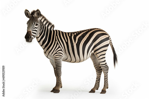 Plains zebra Equus quagga an Africam member of the horse family with its famous striped coat  cut out and isolated on a white background.