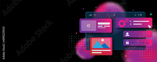 Media access template technology background image modern design For websites and mobile websites photo