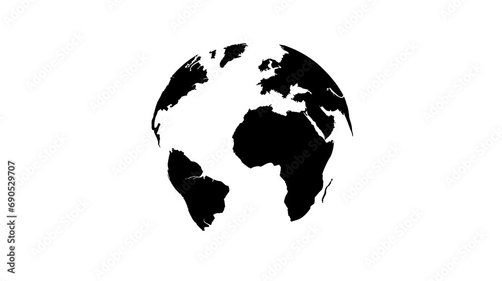 Black and White Illustration of Transparent Globe of Earth. Earth Day Concept.