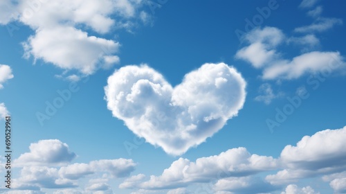 Heart Shaped Cloud. Love is in the air. White fluffy cloud on blue sky